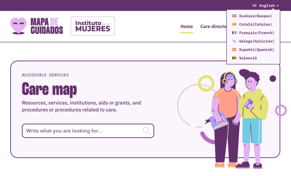 Screenshot of the language selector dropdown